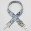 Ethnic jacquard wide bag strap, blue floral pattern replacement crossbody shoulder strap. - Pattern 1111
