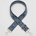 Sangle de sac tissée réglable avec motif jacquard géométrique et matériel en métal doré. - Style 1133