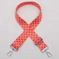 Replacement red floral bag strap with silver hardware, adjustable wide crossbody shoulder strap. - Style No.600 - Silver Clasp