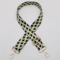 Tracolla di ricambio regolabile con stampa geometrica, elegante cinghia per borsa a tracolla. - No.625 Nero Bianco Verde Fulmine Geometrico Con Gancio Dorato