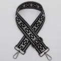Woven bag strap replacement, adjustable ethnic geometric pattern crossbody shoulder strap - No. 437 Gunmetal Clasp