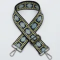 Ethnic Jacquard Bag Strap Replacement Adjustable Crossbody Shoulder Strap Black Blue Yellow - No.397 Gunmetal Hook