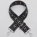 Woven replacement bag strap with geometric pattern adjustable length shoulder strap for women - No. 437 Silver Clasp