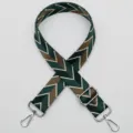 Wide woven replacement bag strap, ethnic geometric design with adjustable metal hardware. - No. 562 Silver Hook