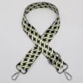 Tracolla di ricambio regolabile con motivo geometrico a fulmine e ferramenta in metallo resistente. - No.625 Nero Bianco Verde Fulmine Geometrico Con Gancio Canna di Fucile