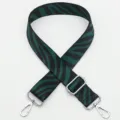 Adjustable wide replacement bag strap with green and black zebra print and metal buckles. - No. 402 Style / Silver Hook