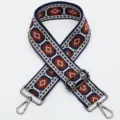 Woven ethnic style replacement bag strap, wide jacquard shoulder strap with metal hardware. - No.398 Gunmetal Hook