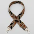 Wide geometric woven replacement bag strap with adjustable gold hardware for crossbody purses. - No. 563 Gold Hook