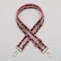 Courroie de sac imprimé léopard rose de rechange avec quincaillerie dorée réglable. - Crochet Or N° 523