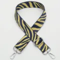 Wide adjustable replacement bag strap, blue and yellow zebra stripe design with silver hooks. - No. 403 Style / Silver Hook
