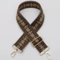 Adjustable wide replacement shoulder strap for crossbody bags, ethnic geometric pattern. - No. 440 Gold Clasp