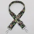 Adjustable wide replacement bag strap in a stylish green and black abstract patterned design. - Style No.602 - Silver Clasp