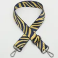 Adjustable wide replacement shoulder strap for crossbody bags with blue and yellow stripe design. - No. 403 Style / Gunmetal Hook
