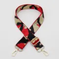 Adjustable wide bag strap replacement, red and black camo pattern with gold hardware. - Red White Mix