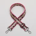 Courroie de sac de rechange en sangle jacquard rose, longueur réglable, crochets métal. - Crochet Gunmetal N° 523