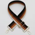 Adjustable wide striped replacement bag strap with gold metal hardware, perfect for crossbody. - Style 430 Gold Hook