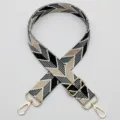 Wide woven bag strap replacement ethnic geometric pattern stylish crossbody purse strap accessories - No. 564 Gold Hook