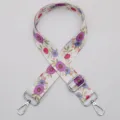 Tracolla di ricambio per borsa con stampa floreale colorata e accessori metallici. - No.627 Vintage Floreale Etnico Con Gancio Argentato