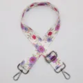 Tracolla di ricambio per borsa con stampa floreale colorata, lunghezza regolabile e ganci in metallo. - No.627 Vintage Floreale Etnico Con Gancio Canna di Fucile