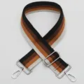Colorful striped replacement bag strap, wide adjustable shoulder strap with metal hooks. - Style 430 Silver Hook