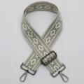 Geometric patterned woven wide replacement bag strap, adjustable crossbody shoulder strap. - No. 441 Gunmetal Clasp