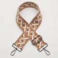 Woven replacement bag strap with adjustable metal buckles and geometric pattern design. - Style 673 Gunmetal Hook