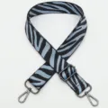 Replacement adjustable bag strap with blue black zebra print, wide shoulder strap for purse. - No. 404 Style / Gunmetal Hook