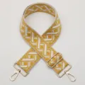 Adjustable woven replacement shoulder bag strap with ethnic geometric pattern and gold hardware - Style 674 Gold Hook