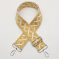 Replacement wide woven bag strap, adjustable yellow geometric pattern shoulder strap for crossbody - Style 674 Silver Hook