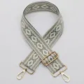 Wide Woven Replacement Bag Strap Green Geometric Crossbody Purse Strap Adjustable Hardware - No. 441 Gold Clasp