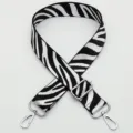 Black and white zebra print wide replacement bag strap with adjustable silver hardware. - No. 405 Style / Silver Hook