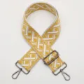 Replacement adjustable woven bag strap, yellow and white ethnic pattern wide shoulder strap. - Style 674 Gunmetal Hook