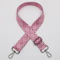 Tracolla di ricambio con motivo geometrico rosa, cintura regolabile per borse da donna. - No.628 Rosa Geometrico Etnico Con Gancio Canna di Fucile