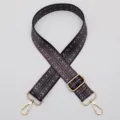 Tracolla per borsa in tessuto etnico di ricambio cintura regolabile per borse da donna - No.629 Marrone Scuro Geometrico Etnico Con Gancio Dorato