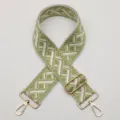 Adjustable woven replacement strap for crossbody shoulder bags, green and white geometric. - Style 675 Gold Hook