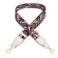 Woven replacement bag strap, adjustable wide shoulder strap for crossbody bags, geometric pattern - Black White Red Pattern With White