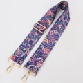 Ethnic style wide bag strap, colorful floral adjustable replacement strap for shoulder crossbody bags. - Morning Glory Pattern / Length 130cm Width 5cm / Gold Hook