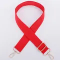 Roter verstellbarer Taschenriemen aus Canvas, einfarbiger Schultergurt fuer Damentaschen. - Silberner Haken / Rotes Baumwollband