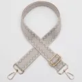 Adjustable woven replacement bag strap in beige and grey with gold hardware for crossbody. - Gold Hook / No. 1054