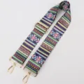 Ethnic style wide bag strap adjustable messenger replacement strap colorful geometric - Retro Wheel Pattern / Length 130cm Width 5cm / Gold Hook