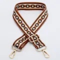 Adjustable replacement bag strap featuring a geometric chain pattern and durable gold metal hardware. - Pattern No. 1 / Gold Hook