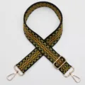 Adjustable wide replacement bag strap with gold-tone hardware and chic woven pattern. - Gold Hook / No. 1055