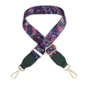 Adjustable wide bag strap floral woven replacement dark blue shoulder crossbody purse strap hardware - Morning Glory Pattern With Dark Green