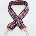 Colorful geometric ethnic adjustable bag strap replacement with gold hardware for crossbody bags. - Pattern No. 2 / Gold Hook