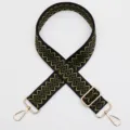 Adjustable replacement bag strap with metallic geometric pattern and gold hardware for crossbody. - No. 1057