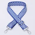 Blue white checkered adjustable bag strap replacement crossbody purse shoulder strap hardware - Style 42 Silver Hardware