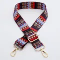 Colorful ethnic style adjustable replacement bag strap with golden hardware and hooks. - Pattern No. 3 / Gold Hook