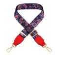 Replacement wide bag strap with colorful paisley pattern, adjustable length and gold hardware. - Morning Glory Pattern With Red