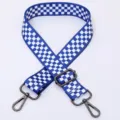 Adjustable blue white checkered bag strap, replacement shoulder strap for women handbags. - Style 42 Gunmetal Hardware