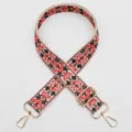 Ethnic style wide replacement bag strap with intricate woven floral patterns and gold hardware. - Gold Hook / No.968